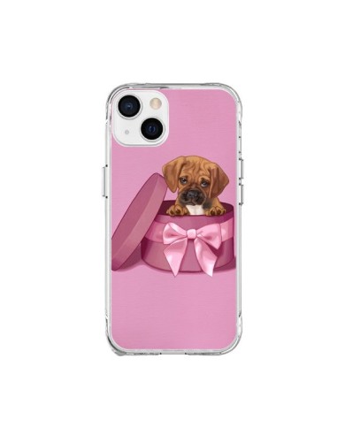Coque iPhone 15 Plus Chien Dog Boite Noeud Triste - Maryline Cazenave