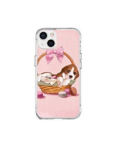 Coque iPhone 15 Plus Chien Dog Panier Noeud Papillon Macarons - Maryline Cazenave