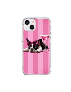 Cover iPhone 15 Plus Cane Cocktail Occhiali Cuore Rosa -...