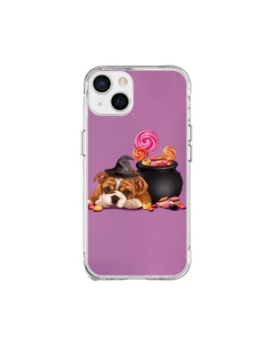 Coque iPhone 15 Plus Chien Dog Halloween Sorciere Chaudron Bonbon - Maryline Cazenave