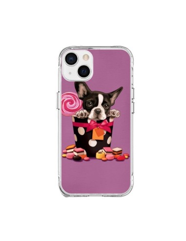 Coque iPhone 15 Plus Chien Dog Boite Noeud Papillon Pois Bonbon - Maryline Cazenave