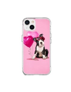 Coque iPhone 15 Plus Chien Dog Ballon Lunettes Coeur Rose...