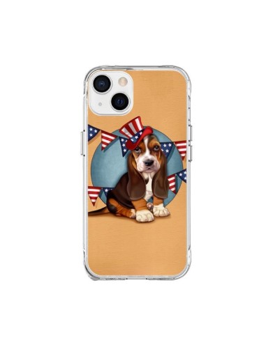 Coque iPhone 15 Plus Chien Dog USA Americain - Maryline Cazenave