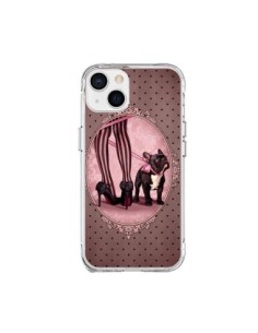 iPhone 15 Plus Case Lady Jambes Dog Dog Pink Polka Black...