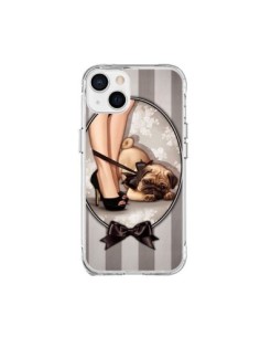 Cover iPhone 15 Plus Lady Nero Papillon Cane Luxe -...