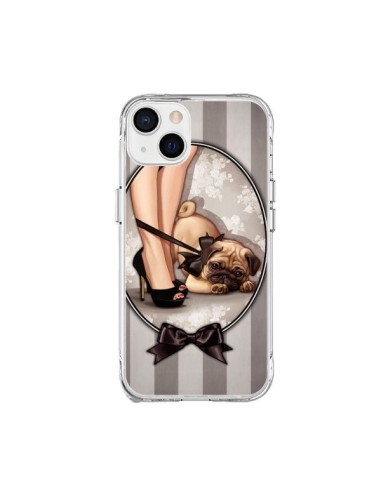 Cover iPhone 15 Plus Lady Nero Papillon Cane Luxe - Maryline Cazenave