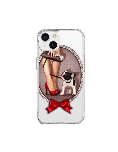 iPhone 15 Plus Case Lady Jambes Dog Bulldog Dog Polka Bow tie Clear - Maryline Cazenave