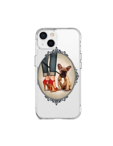 Coque iPhone 15 Plus Lady Jambes Chien Bulldog Dog Transparente - Maryline Cazenave