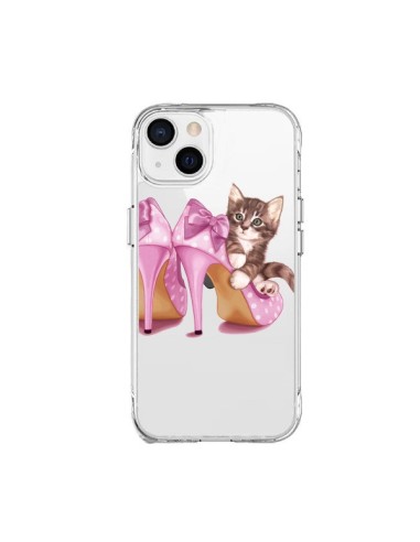 Coque iPhone 15 Plus Chaton Chat Kitten Chaussures Shoes Transparente - Maryline Cazenave