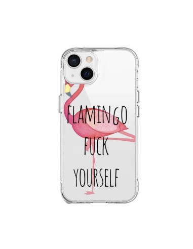 Coque iPhone 15 Plus Flamingo Fuck Transparente - Maryline Cazenave