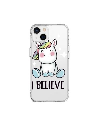 Cover iPhone 15 Plus Unicorno I Believe Trasparente - Maryline Cazenave