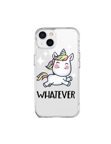 Coque iPhone 15 Plus Licorne Whatever Transparente - Maryline Cazenave