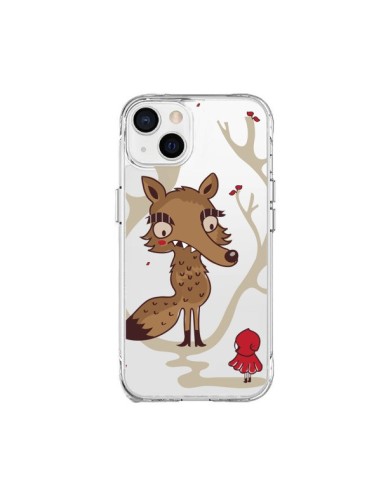 Coque iPhone 15 Plus Le Petit Chaperon Rouge Loup Hello Big Wolf Transparente - Maria Jose Da Luz