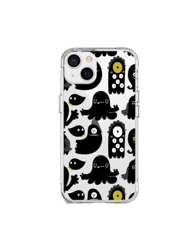 Coque iPhone 15 Plus Monsters Monstres Pattern Transparente - Maria Jose Da Luz