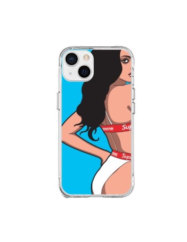 Cover iPhone 15 Plus Pop Art Donna Blu - Mikadololo