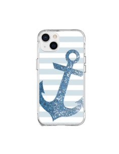 Coque iPhone 15 Plus Ancre Bleu Navire - Monica Martinez