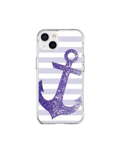 Coque iPhone 15 Plus Ancre Violet Navire - Monica Martinez