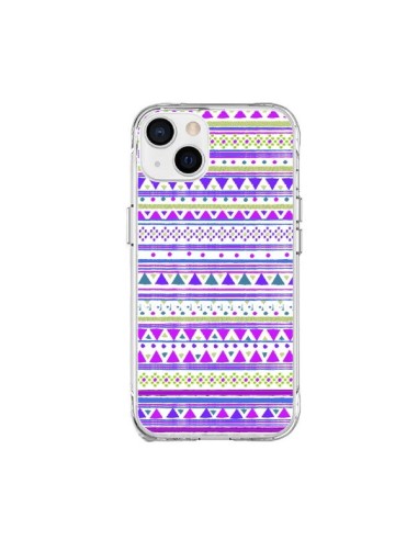 Coque iPhone 15 Plus Bandana Violet Azteque - Monica Martinez