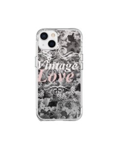 Coque iPhone 15 Plus Vintage Love Noir Flower - Monica...