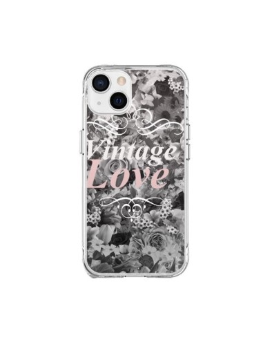 Coque iPhone 15 Plus Vintage Love Noir Flower - Monica Martinez