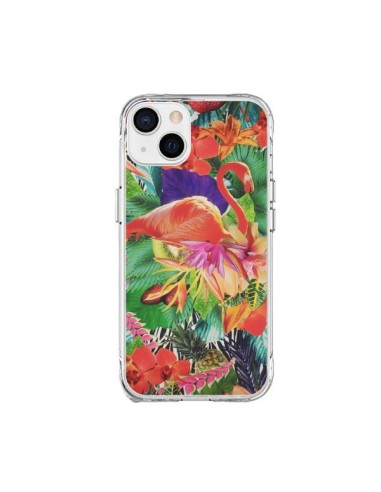 Coque iPhone 15 Plus Tropical Flamant Rose - Monica Martinez