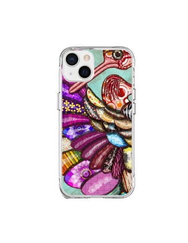 Coque iPhone 15 Plus Paon Multicolore Eco Bird - Maximilian San