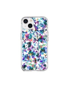 Coque iPhone 15 Plus Aquatic Flowers Blue - Ninola Design