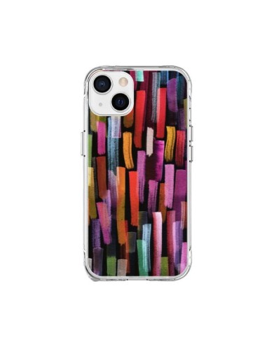 Coque iPhone 15 Plus Colorful Brushstrokes Black - Ninola Design