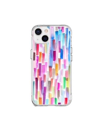Coque iPhone 15 Plus Colorful Brushstrokes Multicolored - Ninola Design