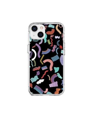 Cover iPhone 15 Plus Curly and Zigzag Stripes Nero - Ninola Design