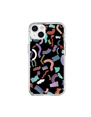 iPhone 15 Plus Case Curly and Zigzag Stripes Black - Ninola Design