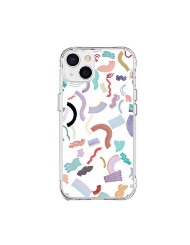 Coque iPhone 15 Plus Curly and Zigzag Stripes White - Ninola Design