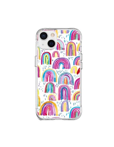 Coque iPhone 15 Plus Cute Watercolor Rainbows - Ninola Design