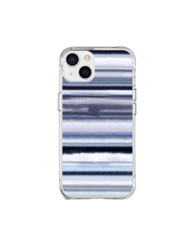 Coque iPhone 15 Plus Degrade Stripes Watercolor Navy - Ninola Design