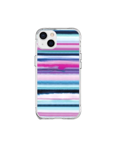 Cover iPhone 15 Plus Degrade Stripes Watercolor Rosa - Ninola Design
