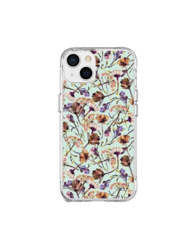 Coque iPhone 15 Plus Dry Blue Flowers - Ninola Design