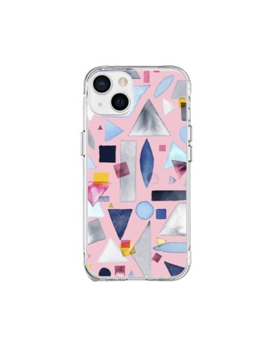Coque iPhone 15 Plus Geometric Pieces Pink - Ninola Design