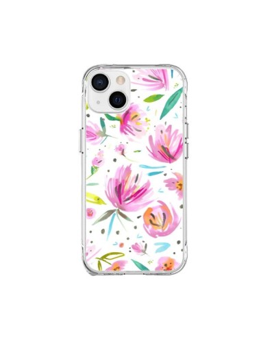 Cover iPhone 15 Plus Painterly Waterolor Texture Fiori - Ninola Design