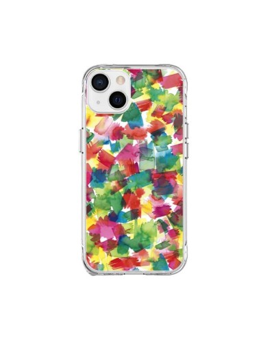Coque iPhone 15 Plus Speckled Watercolor Blue - Ninola Design