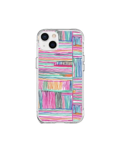 Coque iPhone 15 Plus Watercolor Linear Meditation Pink - Ninola Design