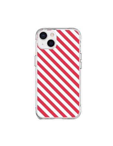 iPhone 15 Plus Case Striped Candy Pink and White - Nico