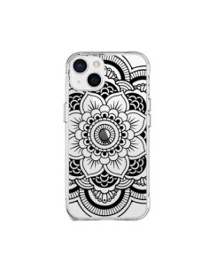 Coque iPhone 15 Plus Mandala Noir Azteque Transparente -...