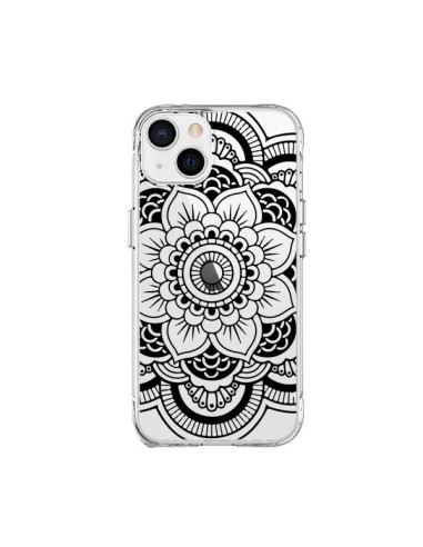 Coque iPhone 15 Plus Mandala Noir Azteque Transparente - Nico