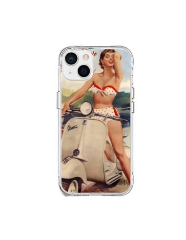 Coque iPhone 15 Plus Pin Up With Love From the Riviera Vespa Vintage - Nico