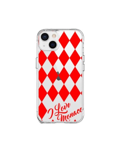 Cover iPhone 15 Plus I Love Monaco e Losange Rosso - Nico