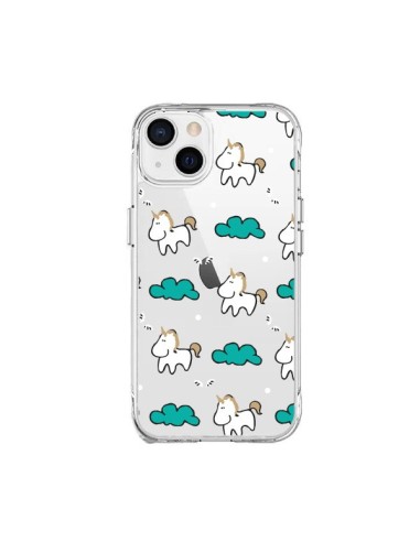 Cover iPhone 15 Plus Unicorno e Nuvole Trasparente - Nico