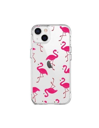 Coque iPhone 15 Plus flamant Rose et Flamingo Transparente - Nico
