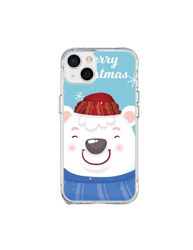 Coque iPhone 15 Plus Ours Blanc de Noël Merry Christmas - Nico