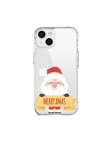 Coque iPhone 15 Plus Père Noël Merry Christmas transparente - Nico
