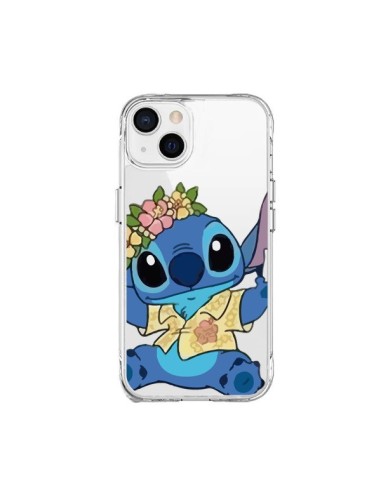 Coque iPhone 15 Plus Stitch de Lilo et Stitch Aloha transparente - Nico